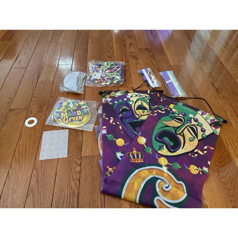 54 Pieces Mardi Gras Party Decorations and Supplies Set, Purple Green and Gold P